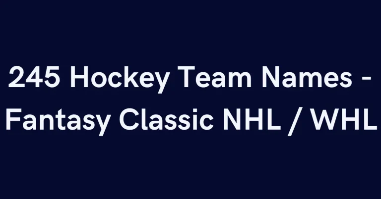 245 Hockey Team Names – Fantasy Classic NHL / WHL
